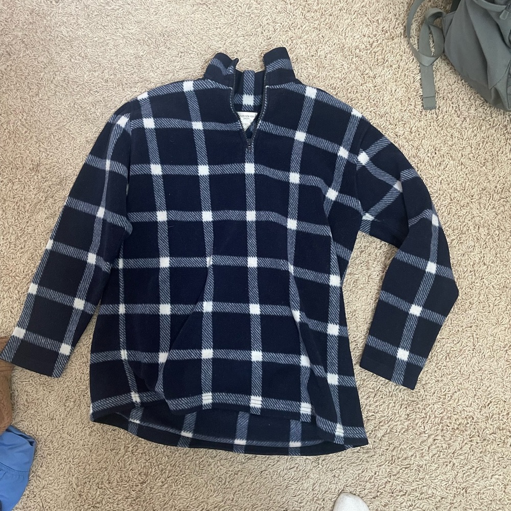 Oversized plaid zip up jacket